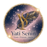 Yati Senin Creative Leadership Logo - Celestial Gold and Silver Monogram with Navy Blue Feather and Starry Backdrop - Singapore Branding Consultant